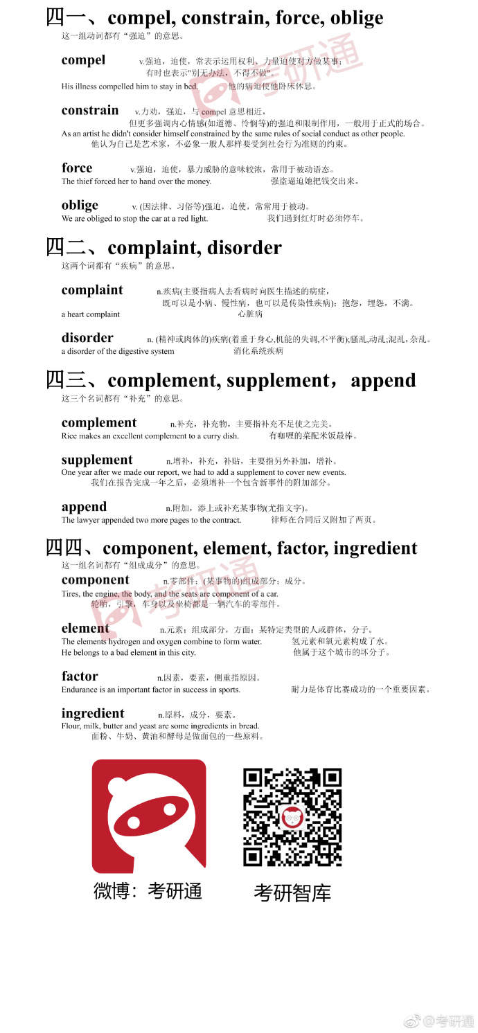 英语考研易混淆词汇汇总 英语考研易混淆词汇汇总