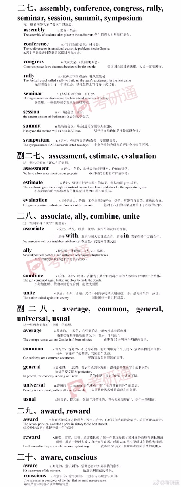 英语考研易混淆词汇汇总 英语考研易混淆词汇汇总