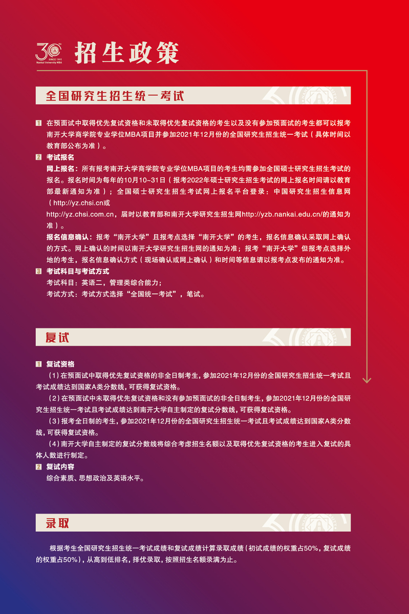 2022年南开大学工商管理硕士（MBA）招生简章